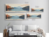 Lake Glenville North Carolina Framed Canvas Print, Panoramic Art, Midcentury Modern, Pop Art, Living Room Wall Art, Travel Poster, Lake House Decor