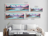 Lake Grosvenor Alaska Framed Canvas Print, Panoramic Wall Art, Midcentury Modern, Pop Art, Lake House Decor, Travel Poster, Bedroom Art