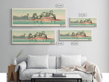 Lake Hartwell Georgia Framed Canvas Print, Panoramic Wall Art, Midcentury Modern, Pop Art, Lake House Art, Travel Poster, Bedroom Decor