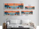 Lake Hopatcong New Jersey Framed Canvas Print, Panoramic Wall Art, Midcentury Modern, Pop Art, Living Room Decor, Travel Poster, Bedroom Art