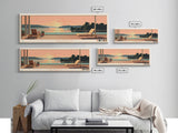 Lake Hudson Oklahoma Framed Canvas Print, Panoramic Wall Art, Midcentury Modern, Pop Art, Lake House Art, Travel Poster, Bedroom Decor