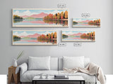 Lake James North Carolina Framed Canvas Print, Panoramic Wall Art, Midcentury Modern, Pop Art, Living Room Decor, Travel Poster, Bedroom Art