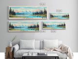 Lake Koocanusa Montana Framed Canvas Print, Panoramic Wall Art, Midcentury Modern, Pop Art, Living Room Decor, Travel Poster, Bedroom Art