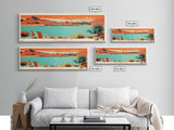 Lake Lahontan Nevada Framed Canvas Print, Panoramic Wall Art, Midcentury Modern, Pop Art, Living Room Decor, Travel Poster, Bedroom Art