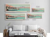 Lake Mead Arizona Nevada Framed Canvas Print, Panoramic Wall Art, Midcentury Modern, Pop Art, Living Room Decor, Travel Poster