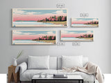 Lake Mendota Wisconsin Framed Canvas Print, Panoramic Wall Art, Midcentury Modern, Pop Art, Living Room Decor, Travel Poster