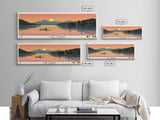 Lake Mohawk New Jersey Framed Canvas Print, Panoramic Wall Art, Midcentury Modern, Pop Art, Living Room Decor, Travel Poster