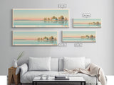 Lake Murray Oklahoma Framed Canvas Print, Panoramic Wall Art, Midcentury Modern, Pop Art, Living Room Decor, Travel Poster