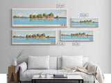 Lake Nockamixon Pennsylvania Framed Canvas Print, Panoramic Wall Art, Midcentury Modern, Pop Art, Living Room Decor, Travel Poster, Lake House Art