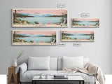 Lake Nottely Georgia Framed Canvas Print, Panoramic Wall Art, Midcentury Modern, Pop Art, Living Room Decor, Travel Poster, Lake House Art