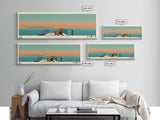 Lake Pontchartrain Louisiana Framed Canvas Print, Panoramic Wall Art, Midcentury Modern, Pop Art, Living Room Decor, Travel Poster, Lake House Art