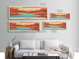 Lake Powell Utah Framed Canvas Print, Panoramic Wall Art, Midcentury Modern, Pop Art, Living Room Decor, Travel Poster, Lake House Art