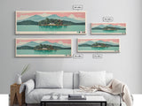 Lake Rabun Georgia Framed Canvas Print, Panoramic Wall Art, Midcentury Modern, Pop Art, Living Room Decor, Travel Poster, Lake House Art