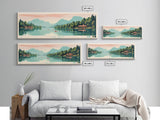 Lake Rabun Georgia Framed Canvas Print, Panoramic Wall Art, Midcentury Modern, Pop Art, Bedroom Art, Travel Poster, Lake House Decor