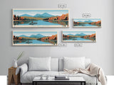 Lake Saint Catherine Vermont Framed Canvas Print, Panoramic Wall Art, Midcentury Modern, Pop Art, Living Room Decor, Travel Poster, Lake House Art