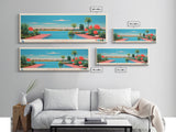 Lake Santa Fe Florida Framed Canvas Print, Panoramic Wall Art, Midcentury Modern, Pop Art, Bedroom Art, Travel Poster, Lake House Decor