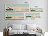 Lake St. Clair Michigan Framed Canvas Print, Panoramic Wall Art, Midcentury Modern, Pop Art, Bedroom Art, Travel Poster, Lake House Decor