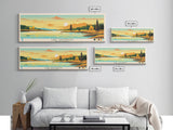 Lake Thompson South Dakota Framed Canvas Print, Panoramic Wall Art, Midcentury Modern, Pop Art, Bedroom Art, Travel Poster, Lake House Decor