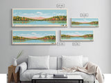 Lake Wallenpaupack, Pennsylvania Panoramic Wall Art Framed Canvas Print, Midcentury Modern, Pop Art, Home Decor, Travel Poster, Living Room Art