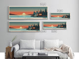 Lake Wanahoo, Nebraska Panoramic Wall Art Framed Canvas Print, Midcentury Modern, Pop Art, Home Decor, Travel Poster, Bedroom Art