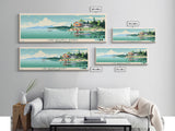 Lake William C. Bowen, South Carolina Panoramic Wall Art Framed Canvas Print, Midcentury Modern, Pop Art, Home Decor, Travel Poster, Bedroom Art