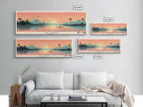 Lake Wilson, Hawaii Panoramic Wall Art Framed Canvas Print, Midcentury Modern, Pop Art, Home Decor, Travel Poster, Living Room Art