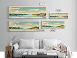 Lake Wingra, Wisconsin Panoramic Wall Art Framed Canvas Print, Midcentury Modern, Pop Art, Home Decor, Travel Poster, Bedroom Art