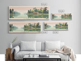 Lay Lake, Alabama Panoramic Wall Art Framed Canvas Print, Midcentury Modern, Pop Art, Home Decor, Travel Poster, Bedroom Art