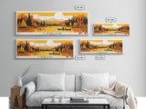 Le Grande Riviere, Quebec Panoramic Wall Art Framed Canvas Print, Midcentury Modern, Pop Art, Home Decor, Travel Poster, Living Room Art