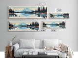 Leberge Lake, Yukon Panoramic Wall Art Framed Canvas Print, Midcentury Modern, Pop Art, Home Decor, Travel Poster, Bedroom Art