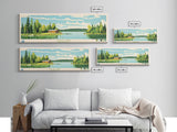 Leech Lake, Minnesota Panoramic Wall Art Framed Canvas Print, Midcentury Modern, Pop Art, Home Decor, Travel Poster, Living Room Art