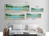 Logan Martin Lake, Alabama Panoramic Wall Art Framed Canvas Print, Midcentury Modern, Pop Art, Home Decor, Travel Poster, Bedroom Art