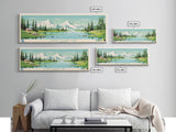 Lower Ugashik Lake, Alaska Panoramic Wall Art Framed Canvas Print, Midcentury Modern, Pop Art, Home Decor, Travel Poster, Bedroom Art