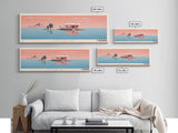 Lucky Peak Lake, Idaho Panoramic Wall Art Framed Canvas Print, Midcentury Modern, Pop Art, Home Decor, Travel Poster, Bedroom Art