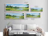 Lums Pond, Delaware Panoramic Wall Art Framed Canvas Print, Midcentury Modern, Pop Art, Home Decor, Travel Poster, Living Room Art