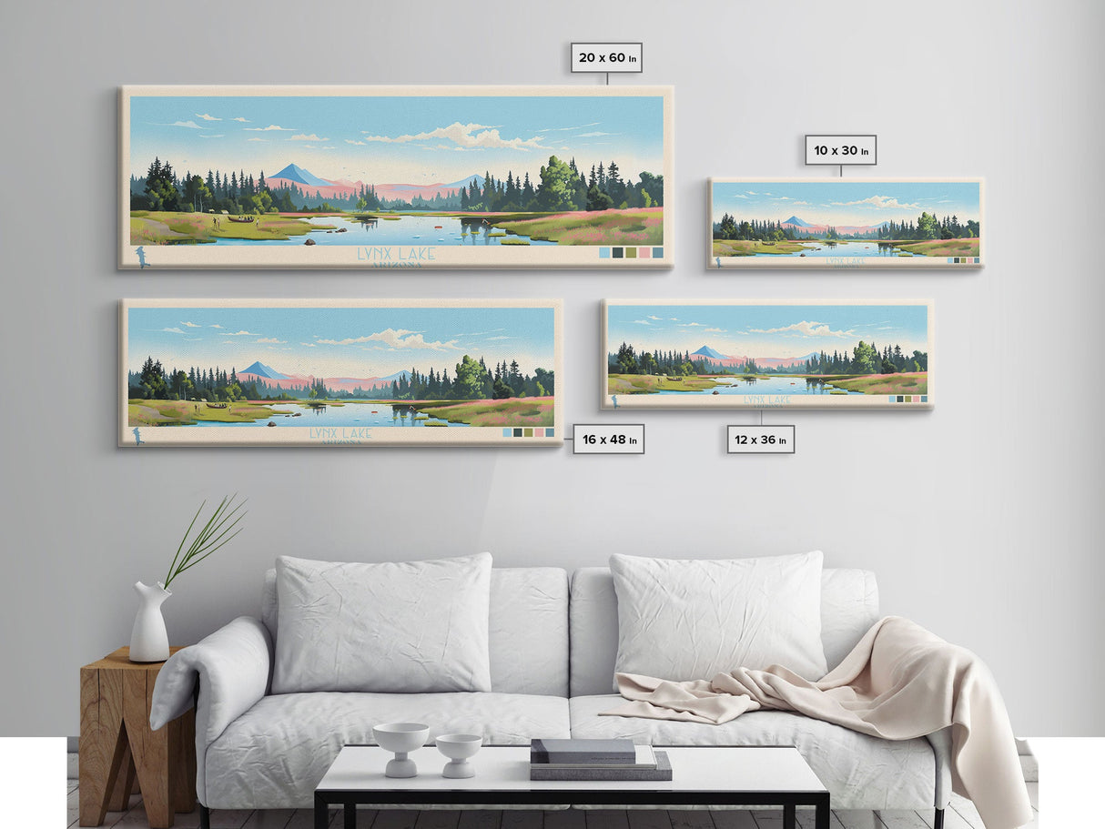 Lynx Lake, Arizona Panoramic Wall Art Framed Canvas Print, Midcentury Modern, Pop Art, Home Decor, Travel Poster, Living Room Art