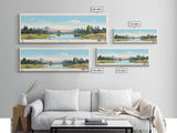 Lynx Lake, Arizona Panoramic Wall Art Framed Canvas Print, Midcentury Modern, Pop Art, Home Decor, Travel Poster, Living Room Art