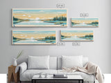 Mallery Lake, Nunavut Panoramic Wall Art Framed Canvas Print, Midcentury Modern, Pop Art, Home Decor, Travel Poster, Bedroom Art