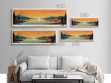 Melville Lake, New Brunswick Panoramic Wall Art Framed Canvas Print, Midcentury Modern, Pop Art, Home Decor, Travel Poster, Bedroom Art