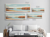 Merrill Creek Reservoir, New Jersey Panoramic Wall Art Framed Canvas Print, Midcentury Modern, Pop Art, Home Decor, Travel Poster, Living Room Art