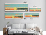 Milford Lake, Kansas Panoramic Wall Art Framed Canvas Print, Midcentury Modern, Pop Art, Home Decor, Travel Poster, Living Room Art