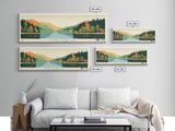 Mount Storm Lake, West Virginia Framed Canvas Print, Panoramic Wall Art, Midcentury Modern, Pop Art, Home Decor, Travel Poster, Living Room Art