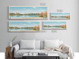 Newark Reservoir, Delaware Framed Canvas Print, Panoramic Wall Art, Midcentury Modern, Pop Art, Home Decor, Travel Poster, Bedroom Art