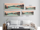 Nimisila Reservoir, Ohio Framed Canvas Print, Panoramic Wall Art, Midcentury Modern, Pop Art, Home Decor, Travel Poster, Living Room Art