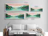 Nolin River Lake, Kentucky Framed Canvas Print, Panoramic Wall Art, Midcentury Modern, Pop Art, Home Decor, Travel Poster, Bedroom Art