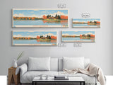 North Reservoir, Ohio Framed Canvas Print, Panoramic Wall Art, Midcentury Modern, Pop Art, Home Decor, Travel Poster, Living Room Art