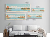 Perry Lake, Kansas Framed Canvas Print, Panoramic Wall Art, Midcentury Modern, Pop Art, Home Decor, Travel Poster, Living Room Art