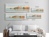 Philpott Lake, Virginia Framed Canvas Print, Panoramic Wall Art, Midcentury Modern, Pop Art, Home Decor, Travel Poster, Living Room Art