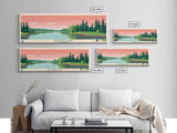 Red Deer Lake, Manitoba Framed Canvas Print, Panoramic Travel Poster, Midcentury Modern Art, Wall Decor, Pop Art, Home Decoration