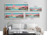 Rose Valley Lake, Pennsylvania Framed Canvas Print, Panoramic Travel Poster, Midcentury Modern Art, Bedroom Decor, Pop Art, Wall Art